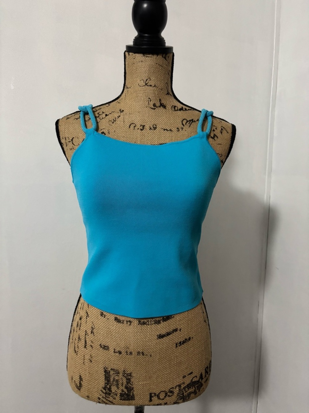 HOUSE OF HARLOW 1960 Turquoise Fitted Crop Tank Top With Unique Strap Design M